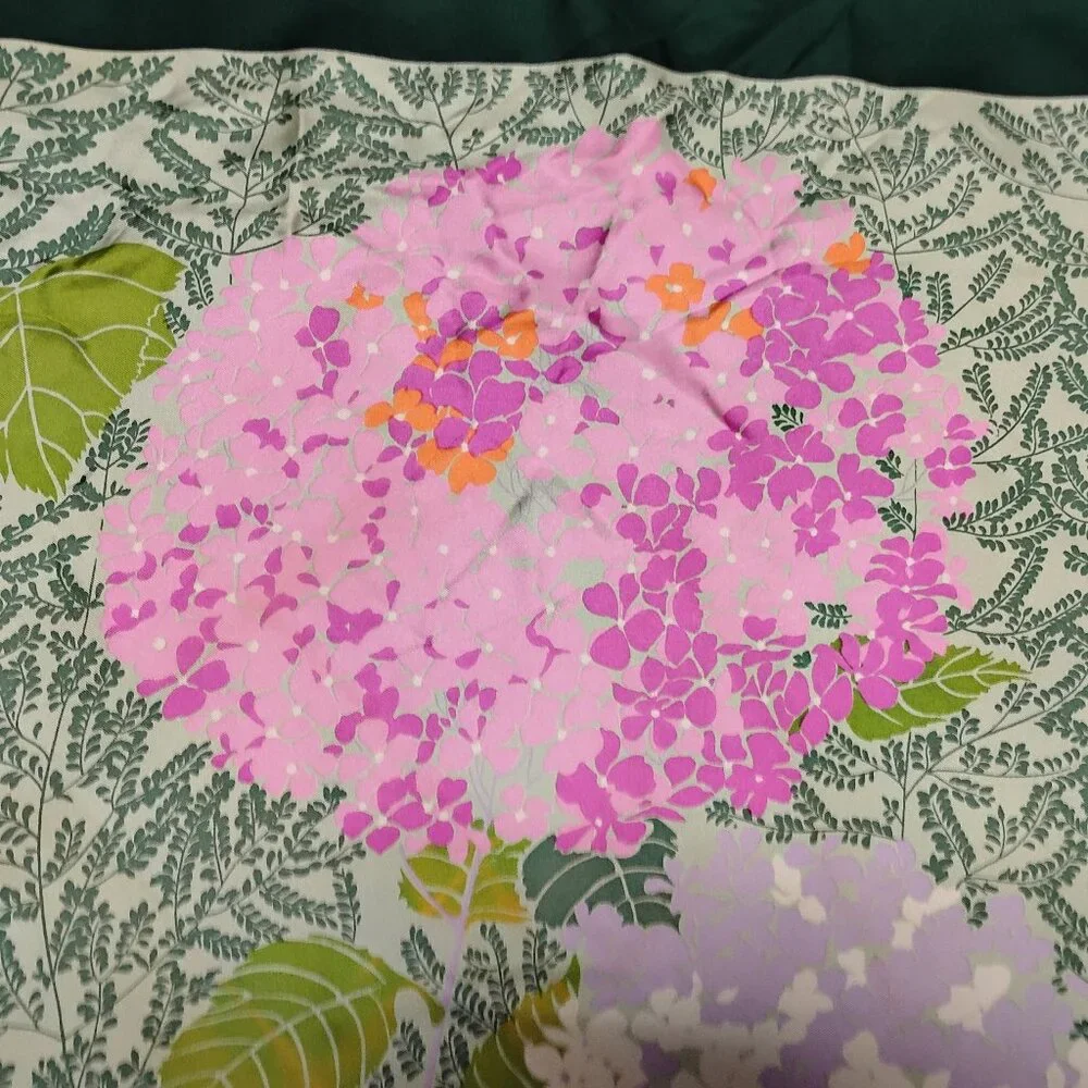 ❤️CHRISTIAN DIOR Pink Green Floral Silk Scarf Shawl Wrap Plump Forward Hem